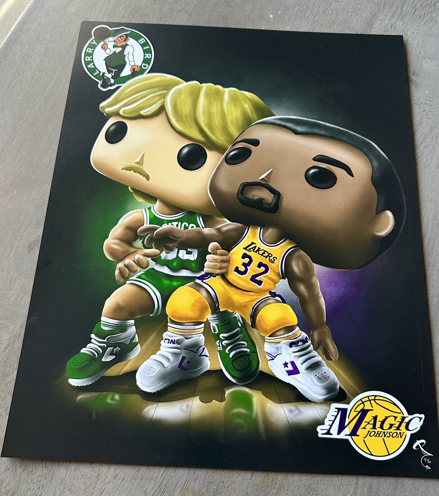 Larry Bird Magic Johnson Los Angeles Lakers Boston Celtics NBA funko Style print