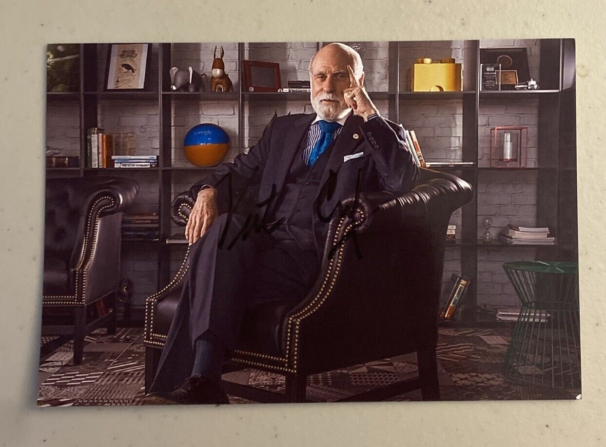 Vint Cerf Signed Autographed Auto 4x6 Photo Inventor of the Internet