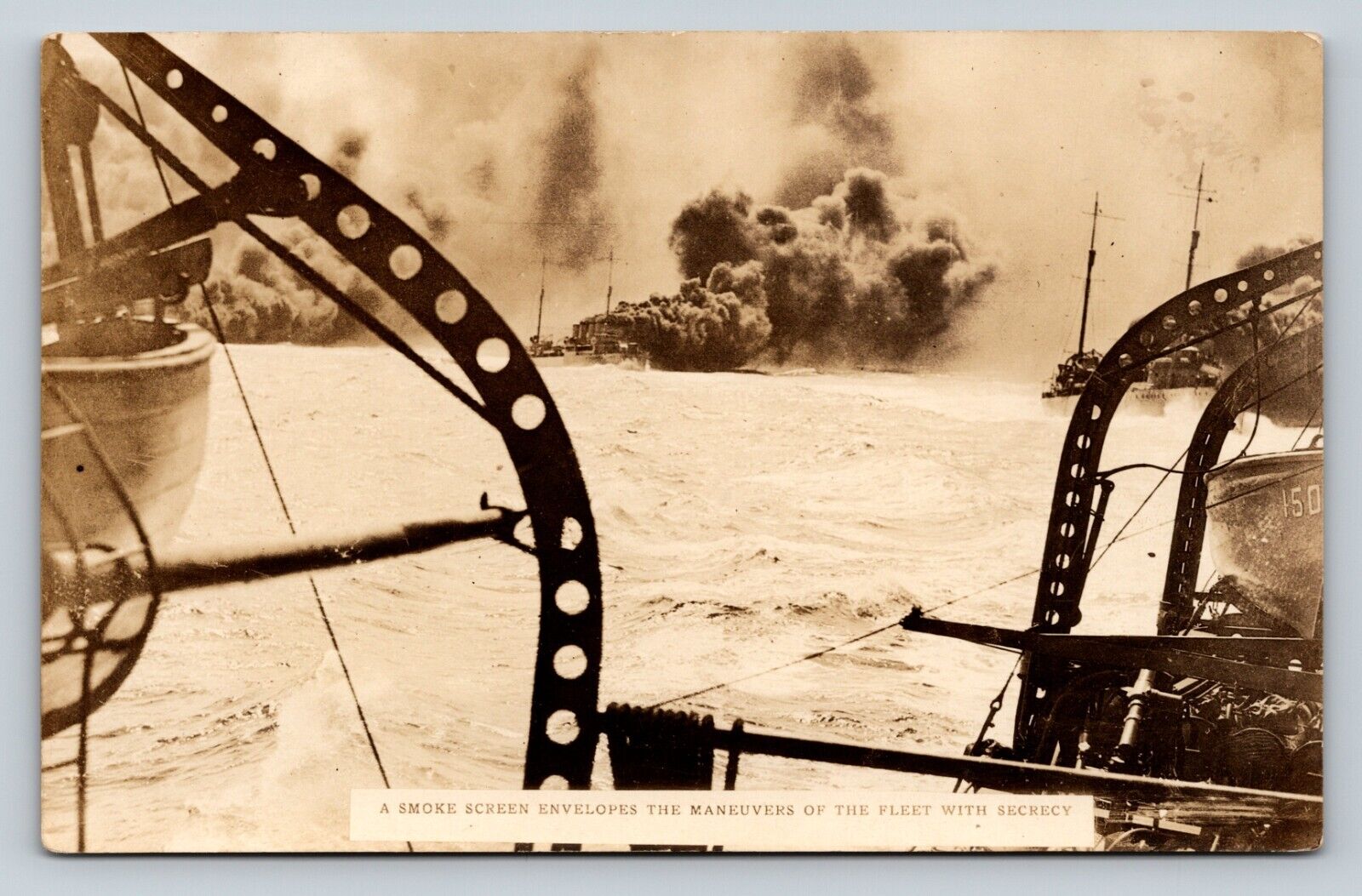 RPPC 1918-1930 Naval Smoke Screen Tactics VINTAGE Military Collectible Postcard