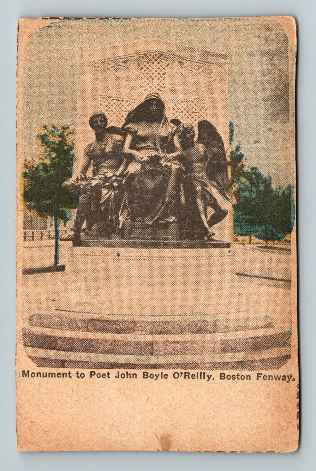 Boston MA-Massachusetts, Monument, Poet John Boyle O'Reilly, Vintage Postcard