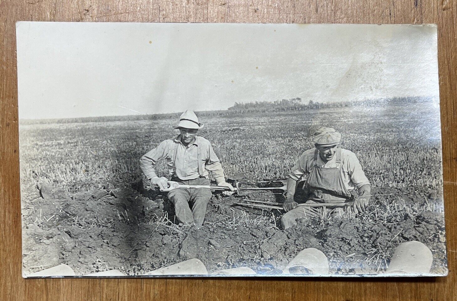 Laying Pipe by Hand occupational RPPC ~1910