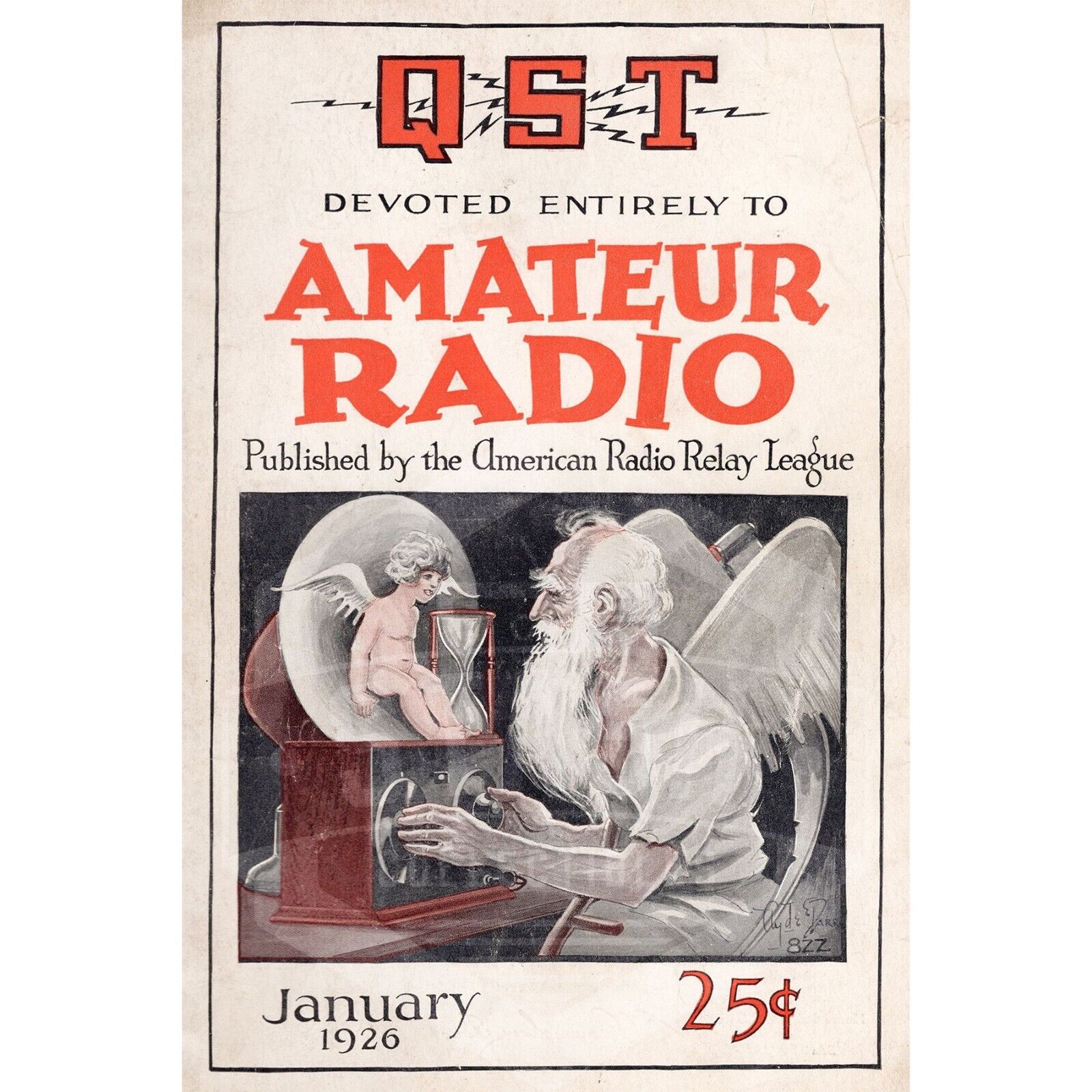 QST Amateur Radio 1920s Tune In The New Year Antique ARRL Reproduction Postcard