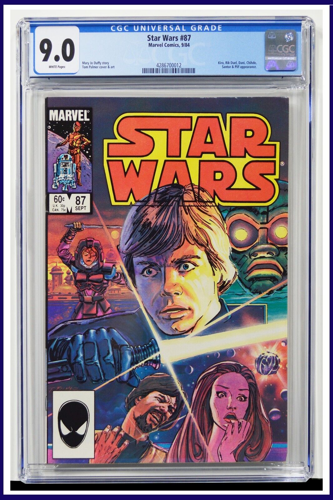 Star Wars #87 CGC Graded 9.0 Marvel September 1984 White Pages Comic Book.
