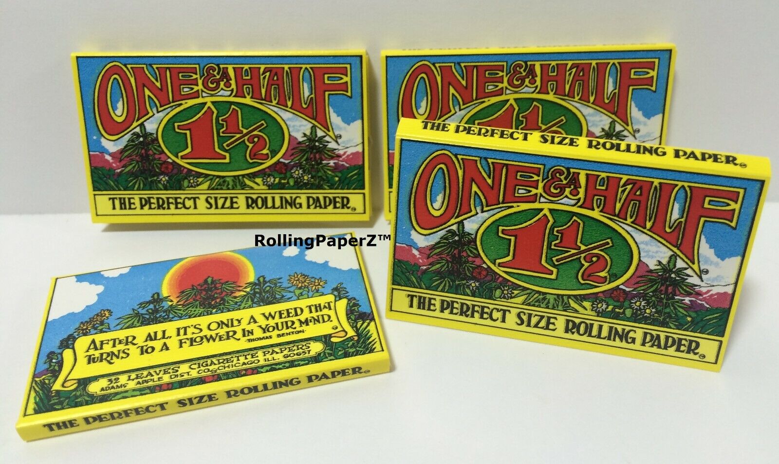 4 Packs - Circa 1976 One & A Half Rolling Papers Adams Apple Dist™ HEAD IMPORTS™