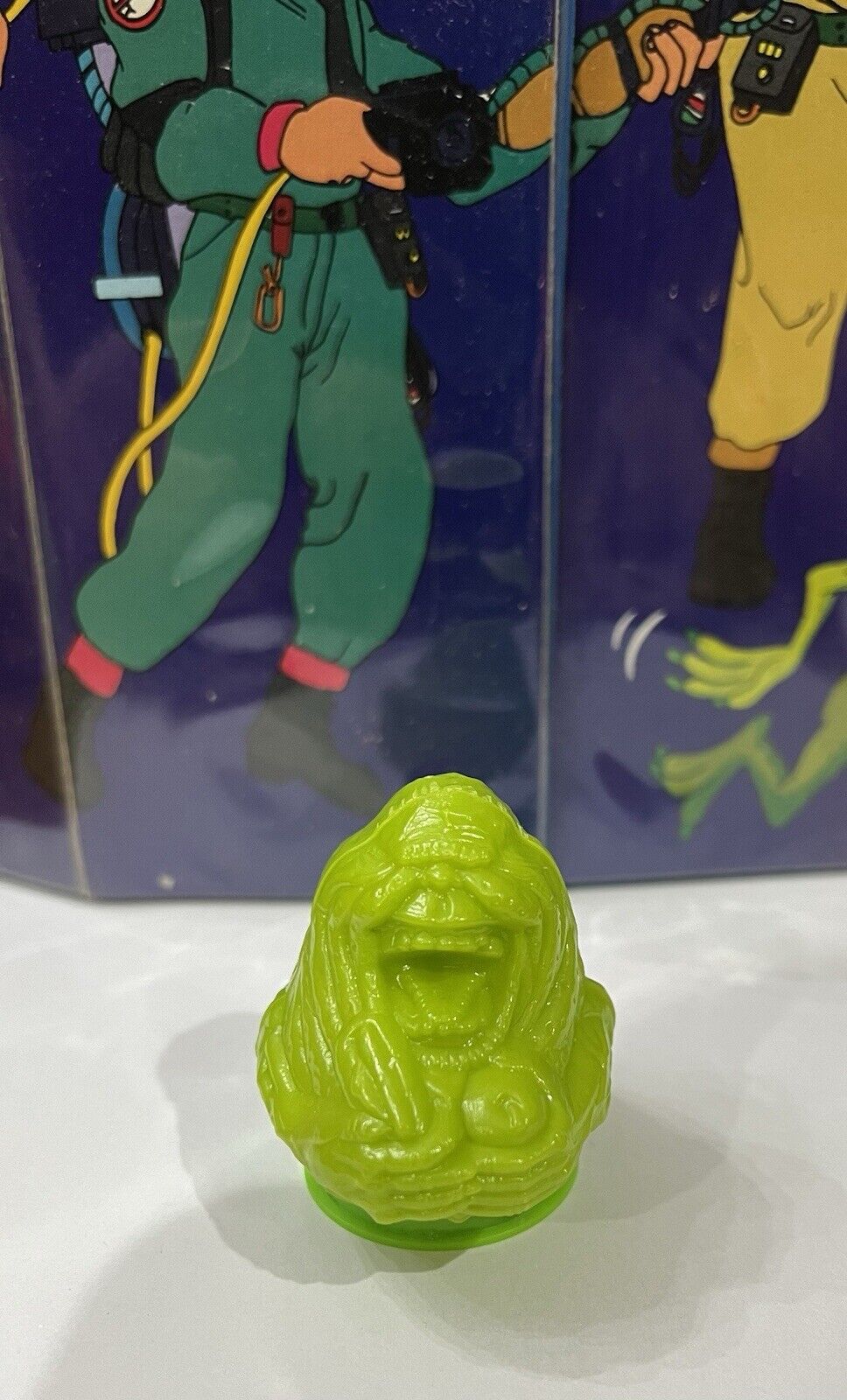 Vintage 1989 Topps SLIMER Candy Container 2.5” GREEN Bubble Gum GHOSTBUSTERS - A