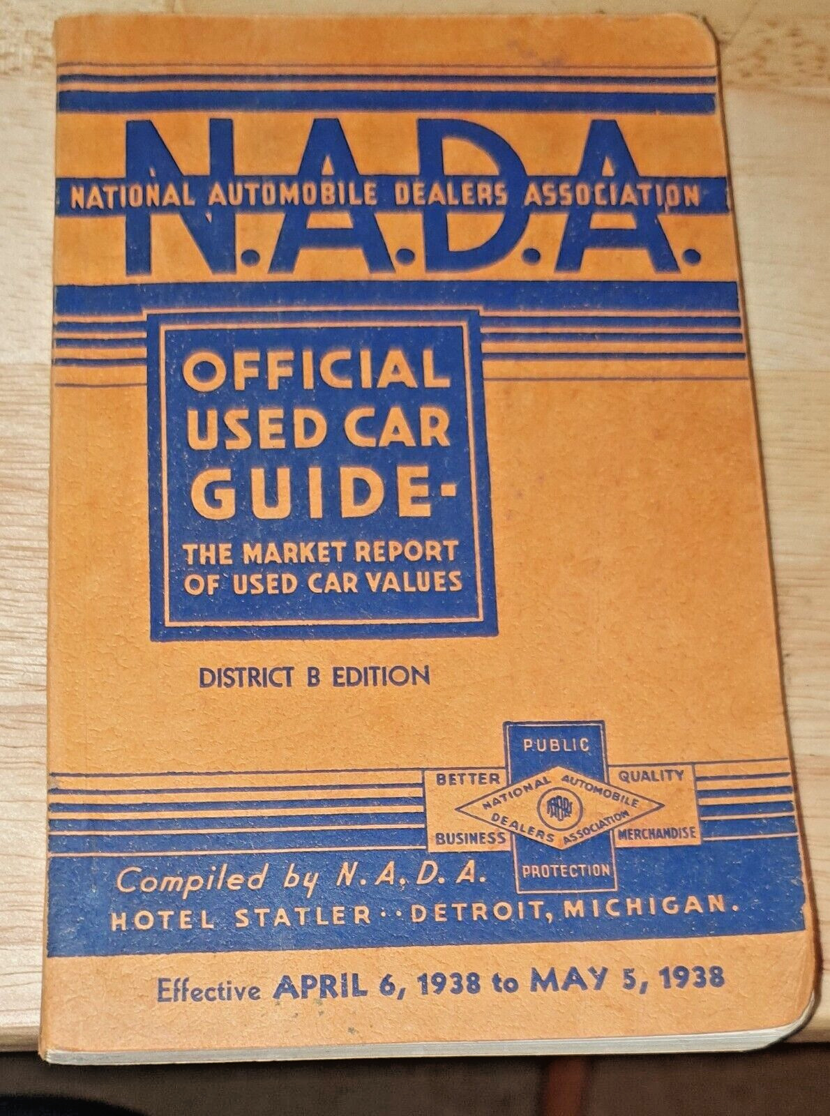 1938 NADA OFFICIAL USED CAR GUIDE - LJ