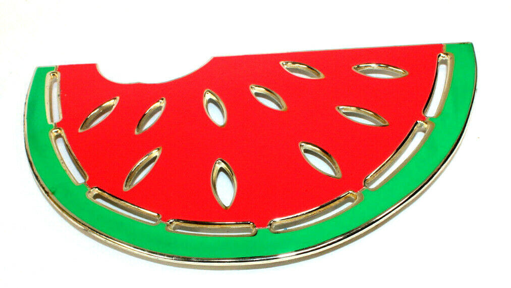 Watermelon Slice WM Rogers Silver Hot Plate Vintage Enamel Trivet Vintage 