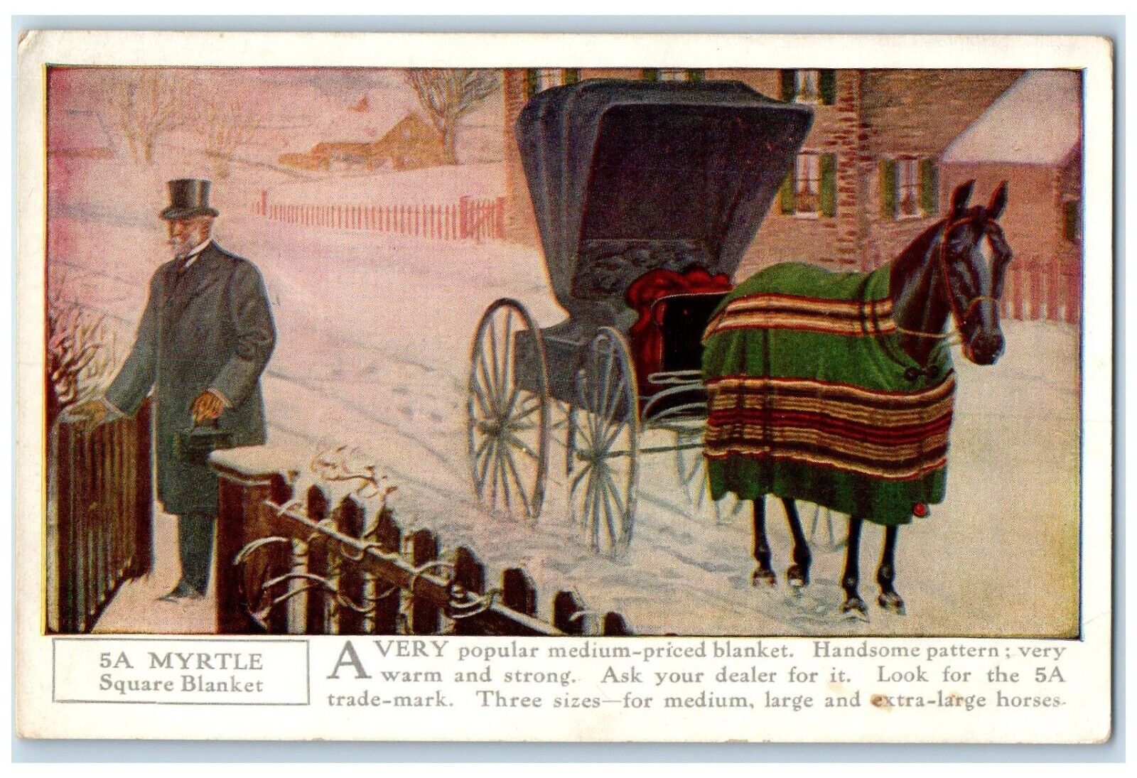 c1910's 5A Essex Square Blanket Horse Carriage Advertising Antique Postcard