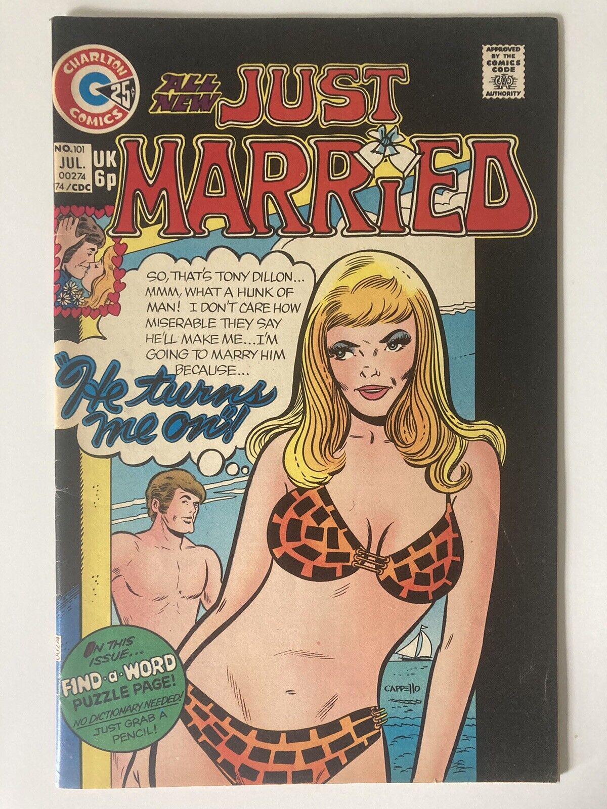 Just Married 101 (1974) VF (8.0) Charlton Romance Comic Bikini Cover