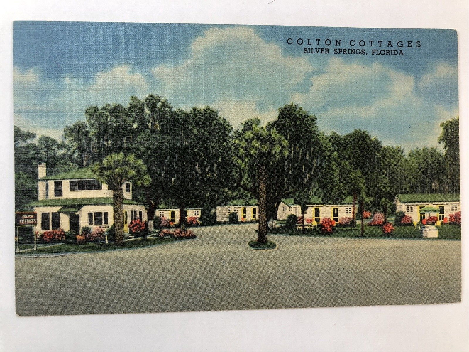Silver Springs, FL Florida COLTON COTTAGES Roadside Vintage Linen Postcard
