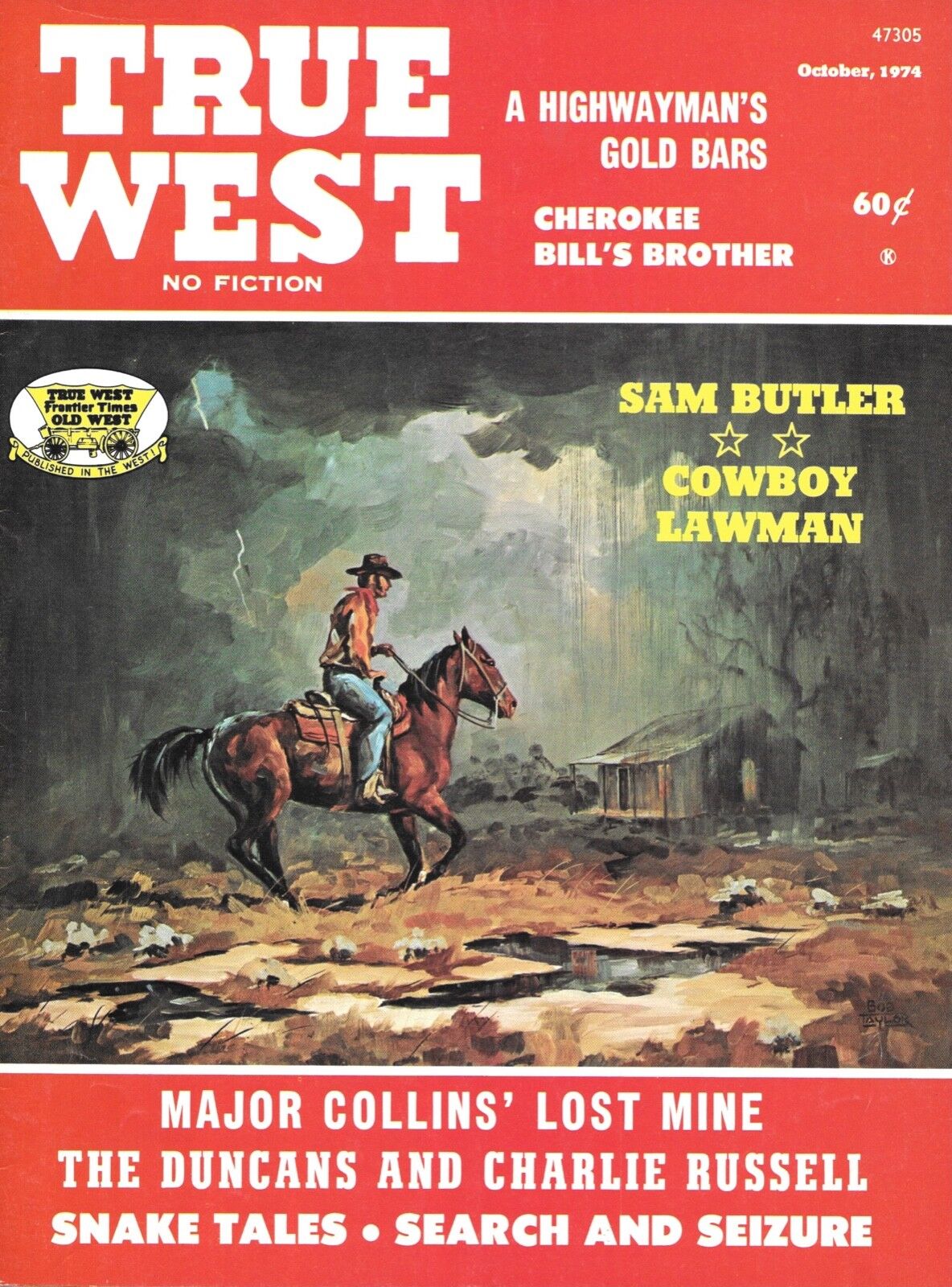 True West Oct.1974 Sam Butler Cowboy Lawman Cherokee Lost Mine Elwood Texas Gold