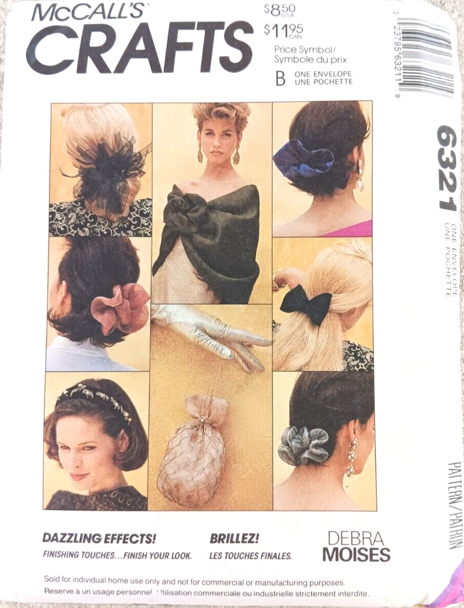 McCall's Crafts 6321 Accessories Sewing Pattern Stole Purse Hair Bow Headband