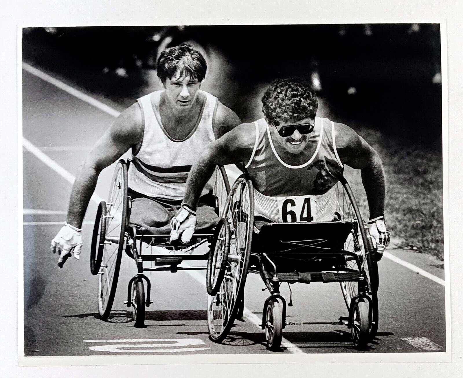 1984 Wheelchair Marathon Male Racers Muscles Race Vintage Press Photo