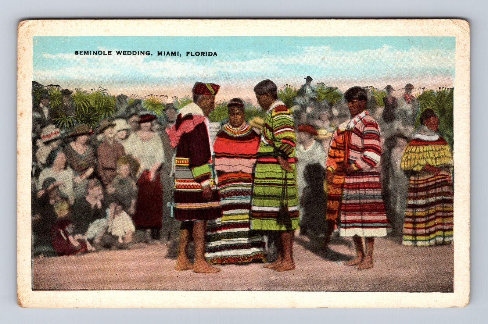 Miami FL-Florida, Seminole Wedding, Antique Vintage Souvenir Postcard
