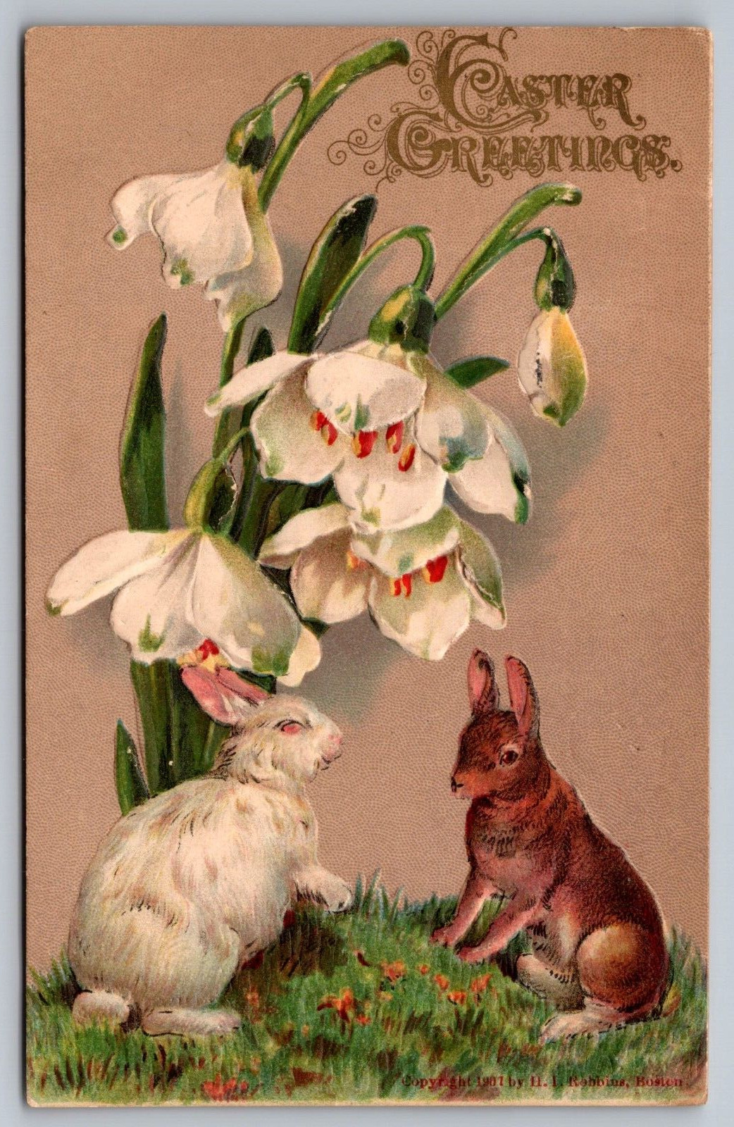 Easter Greetings-Antique Embossed Postcard c1908-Very Hard to Find