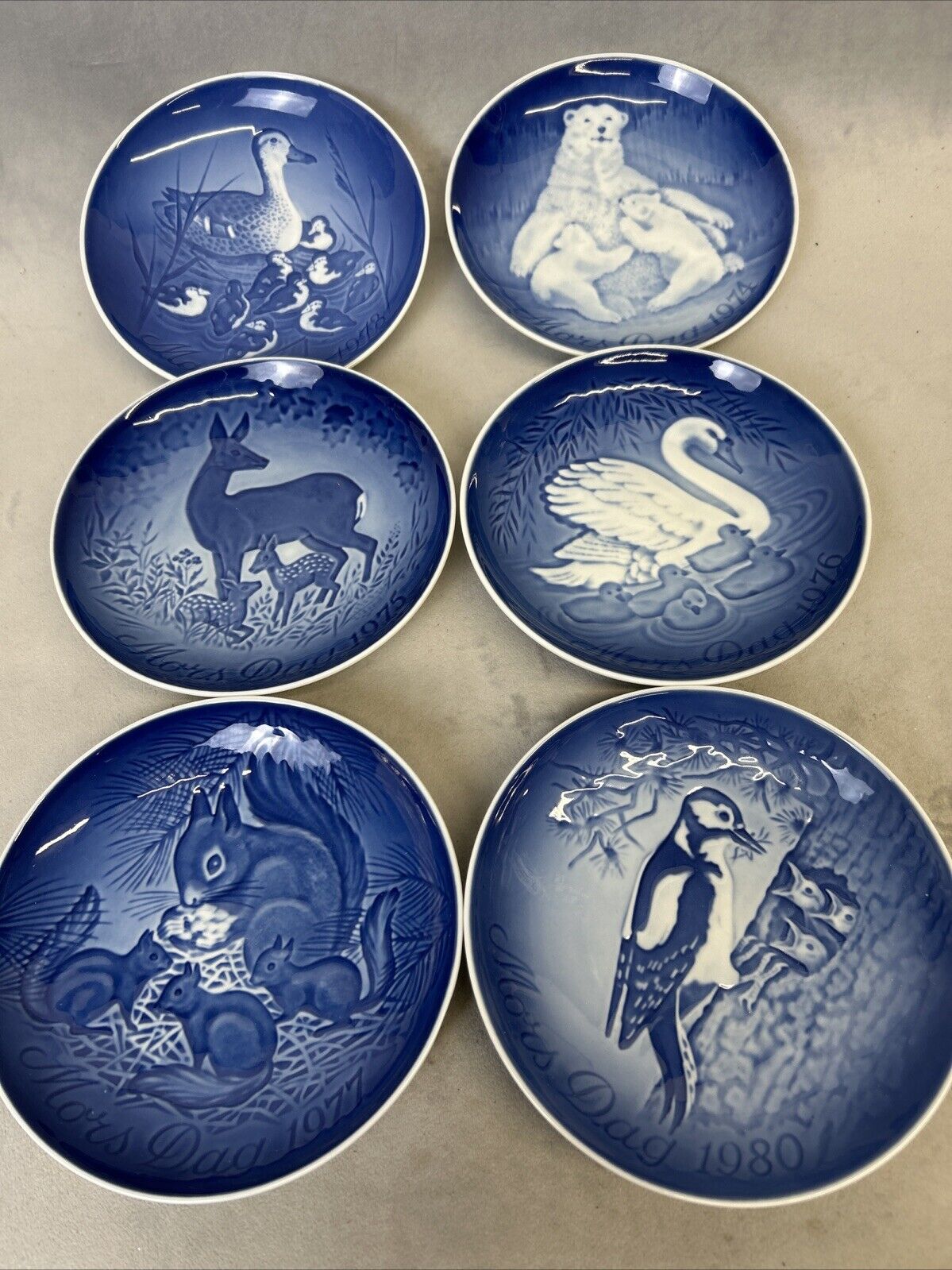Royal Copenhagen Mother's Day Plates Denmark Mors Dag Lot of 6 Decor Porcelain