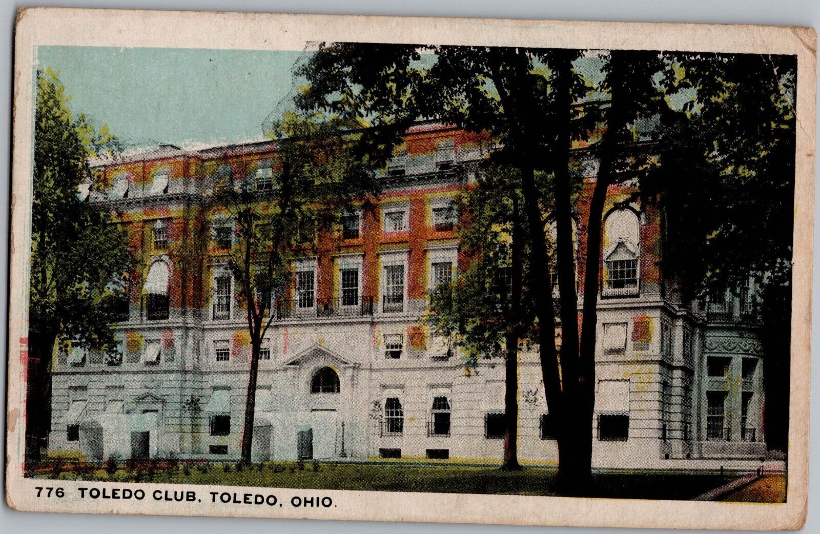 c 1910 Toledo, Ohio Toledo Club Antique Postcard, Architecture 14th Street