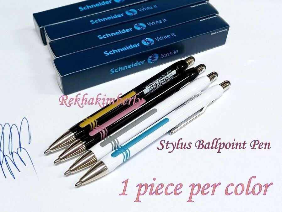 4pcs Schneider Epsilon Touch Stylus Ballpoint Pen, XB Blue Ink Germany 1pc/color
