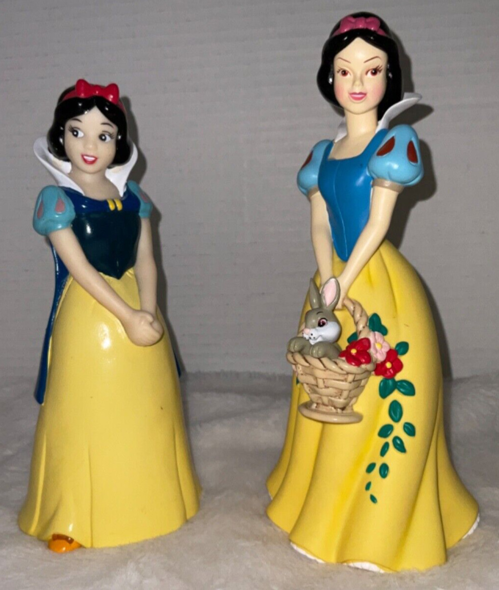 Pair of Disney Snow White Banks Vinyl Flower Basket Bunny Vtg LG1