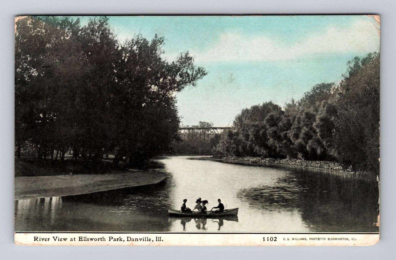 Danville IL-Illinois, River View at Ellsworth Park, Antique Vintage Postcard