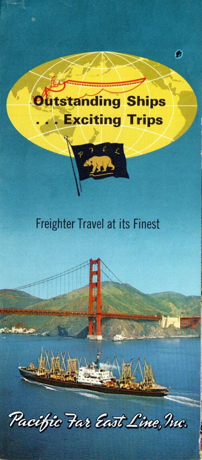 1960s Pacific Far East Line Combo-Ship Brochure w/ Deck Plans & Interior Photos