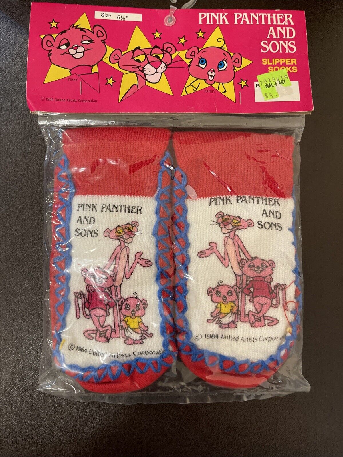 Vintage 1984 Pink Panther And Sons Slipper Socks Size 6 1/2 Kids New Sealed