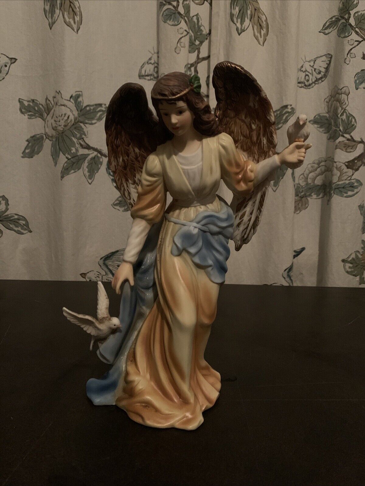Vintage Hand Painted O\'well porcelain Angel w Dove on hand & Robe