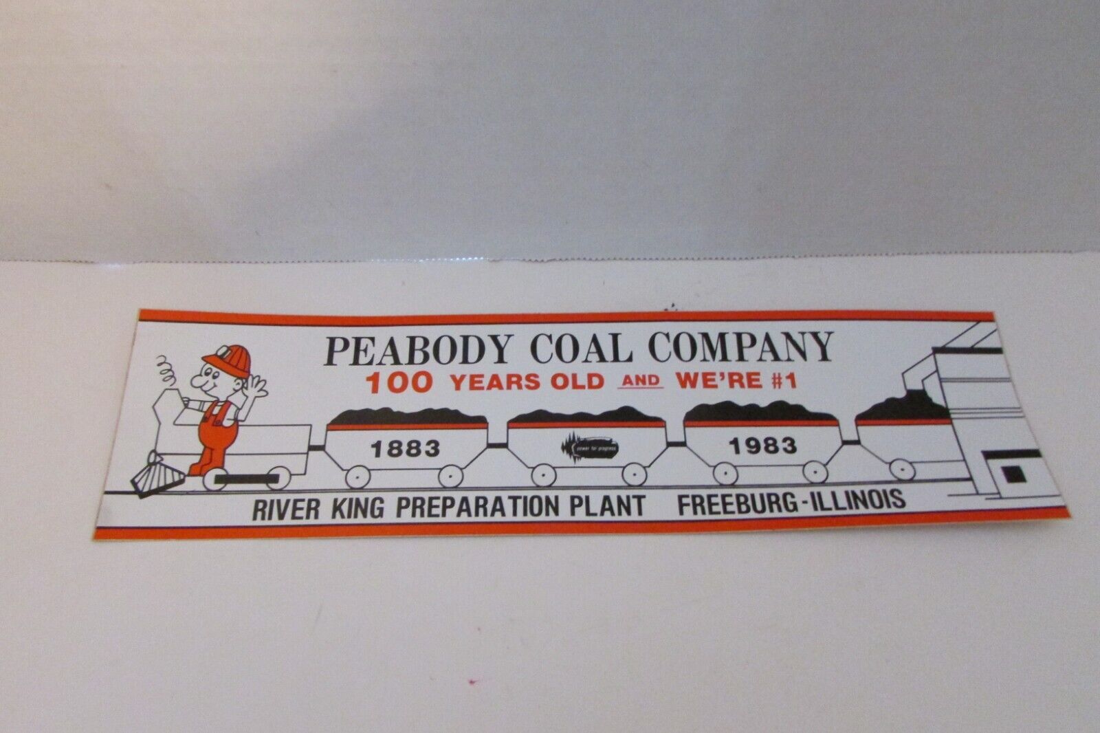 Vintage Coal Mining Bumper Sticker Peabody Coal River King Freeburg Illinois