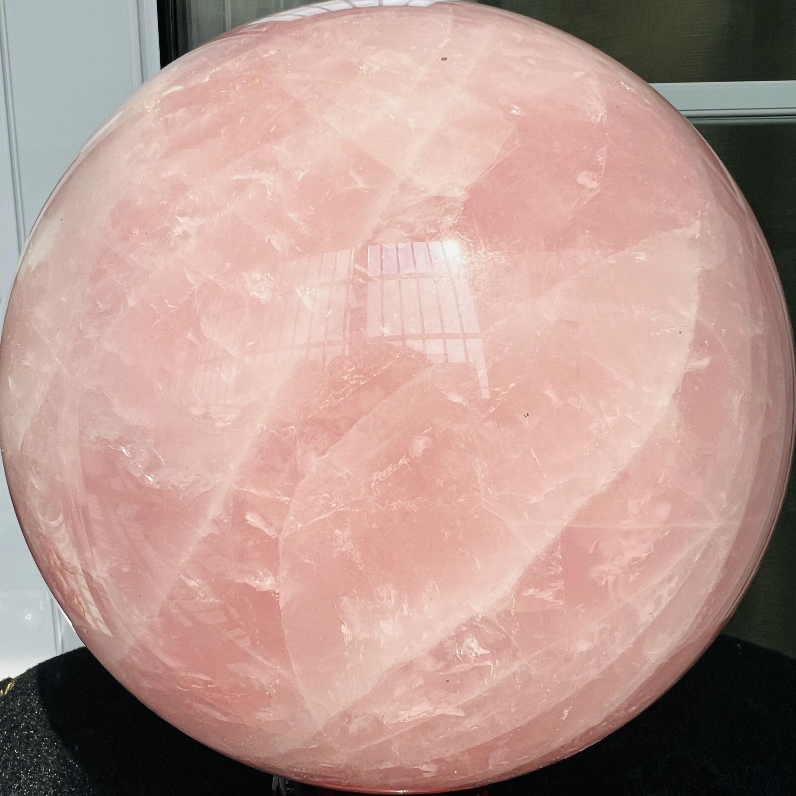 Natural Pink Rose Quartz Sphere Crystal Ball Decor Reiki Healing 27LB