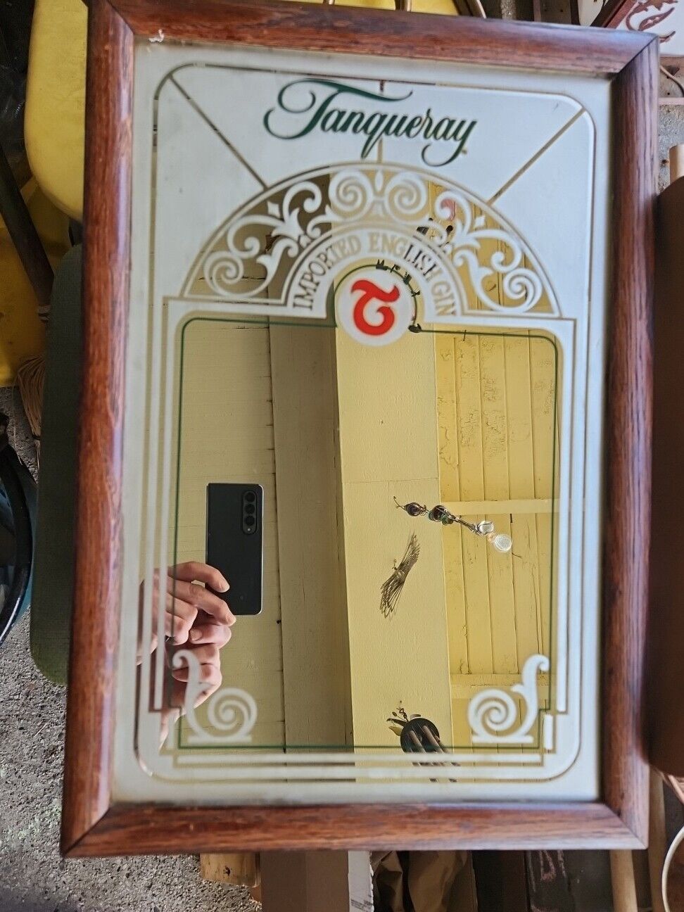 Tanqueray Mirrored Sign with Wood Picture Frame 19\