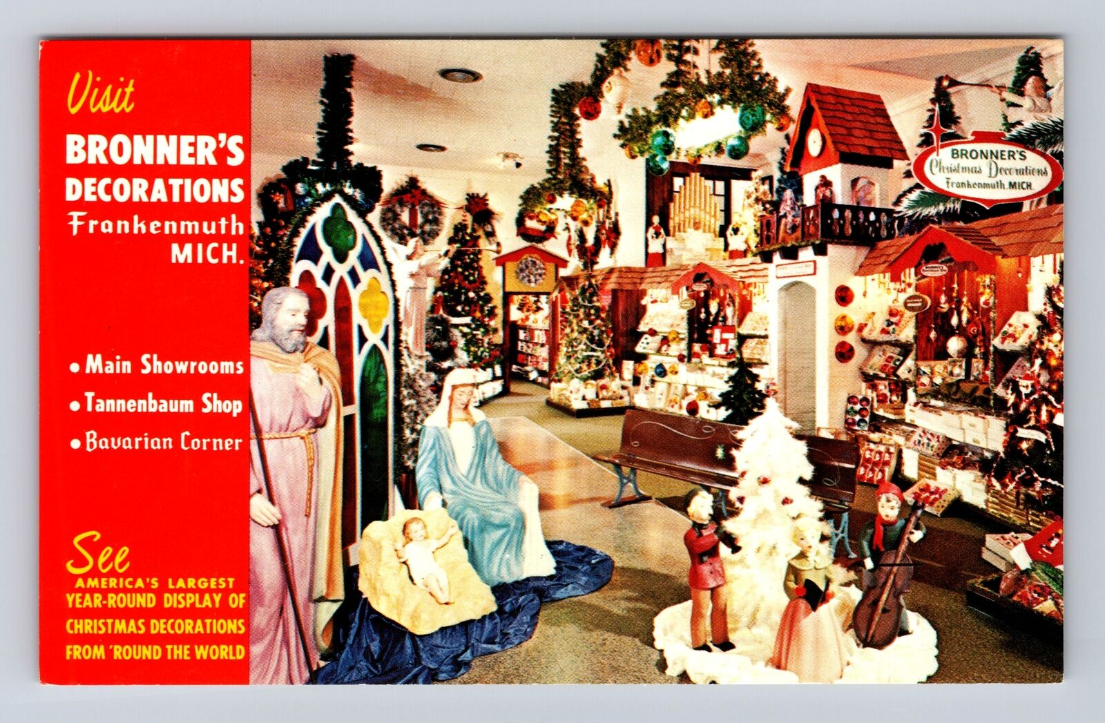 Frankenmuth MI-Michigan, Bronner's Decorations, Advertising, Vintage Postcard