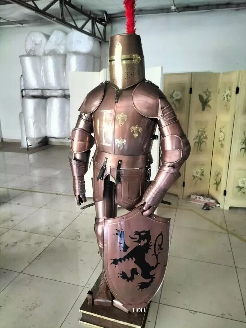 Medieval Copper Larp Wearable Suit Of Armor Crusader Combat Full Body Armour