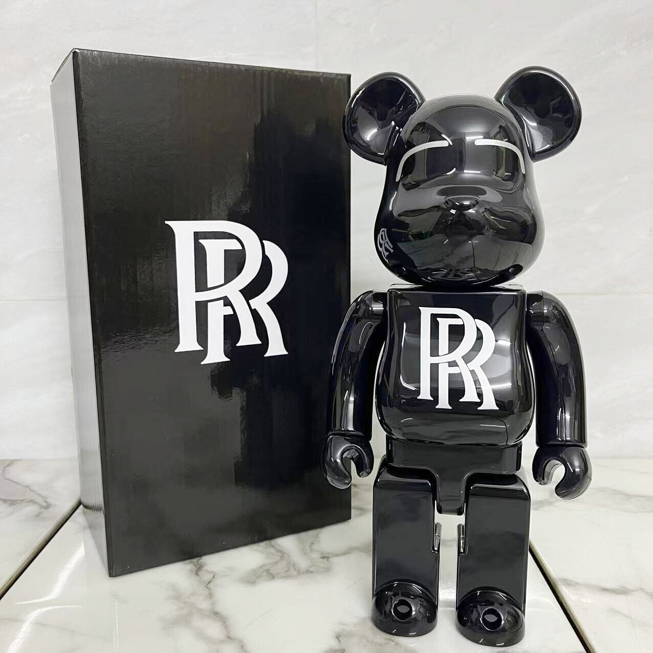 400%Bearbrick Rolls-Royce Double R Bright black Action Figure Art Toy Collectiol