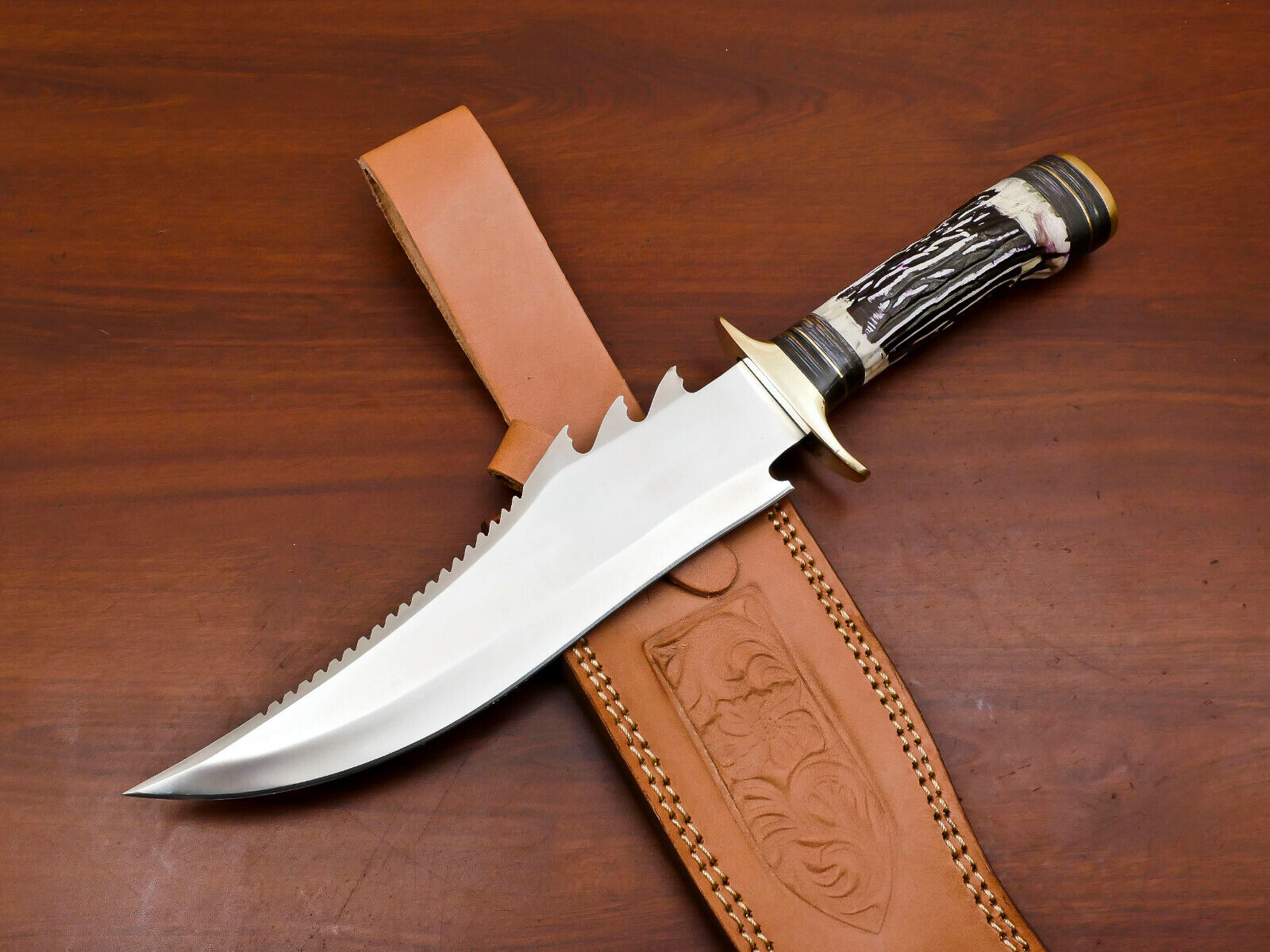 Rody Stan HANDMADE D2 FIXED BLADE HUNTING KNIFE/BOWIE KNIFE- ARTIFICIAL STAG