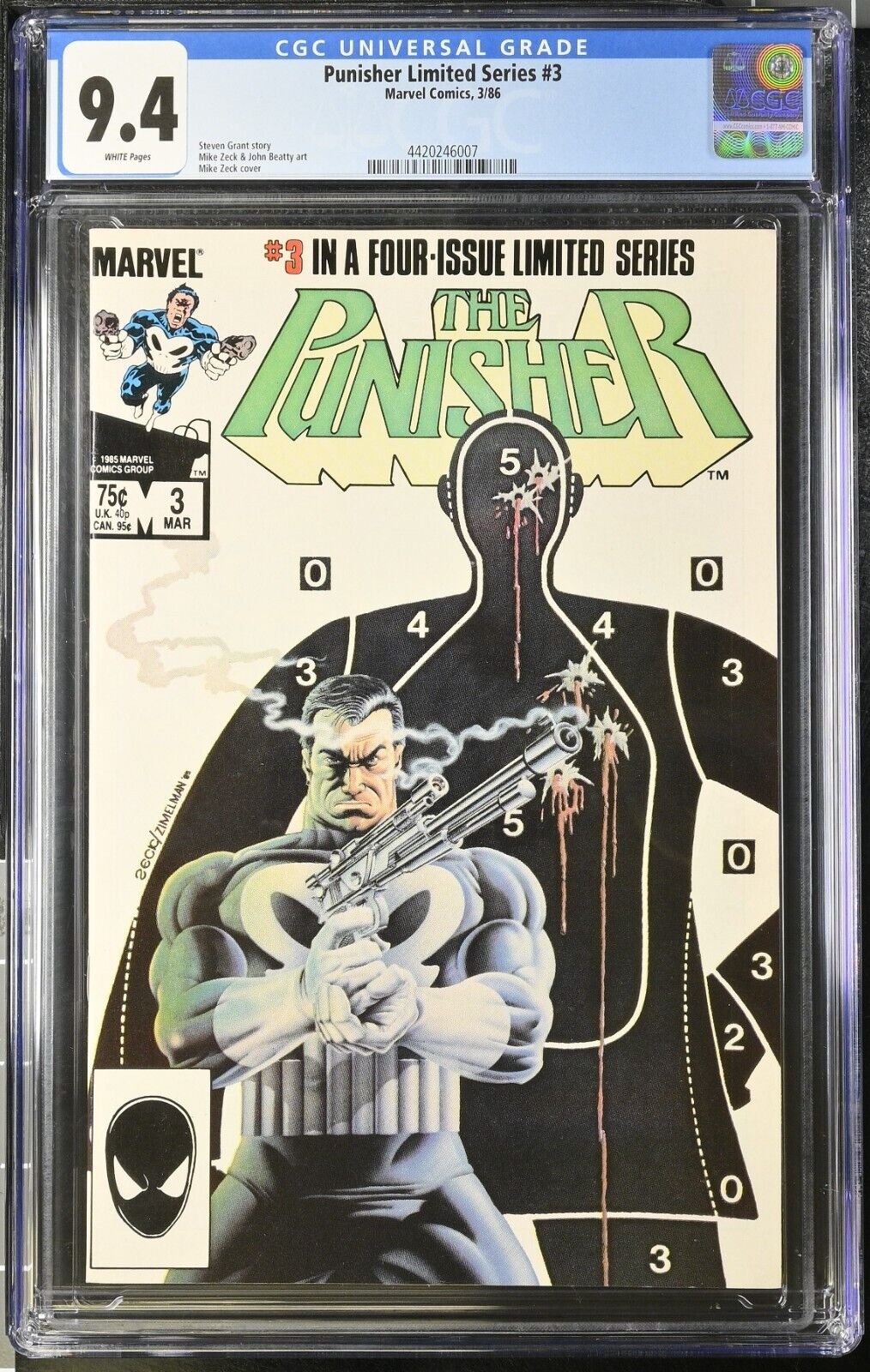 🔑🔥🔥🔥Punisher Limited Series #3 CGC 9.4 Zeck Cover Marvel Comics 1986 246007