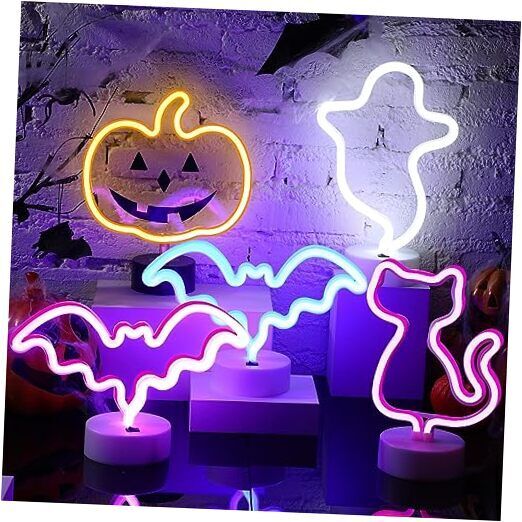 5 Pcs Halloween LED Neon Lights Halloween Neon Sign Night Light USB or Fresh