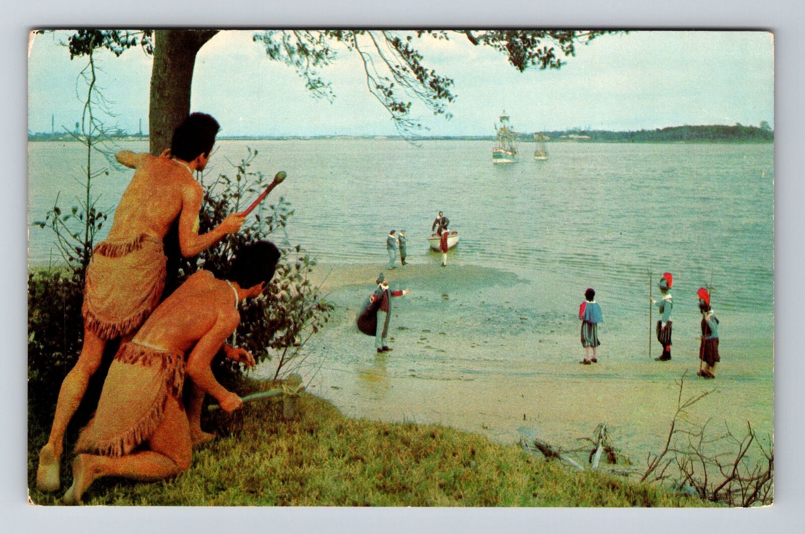 Jamestown VA-Virginia, Recreating The Landing, Vintage Chrome Postcard