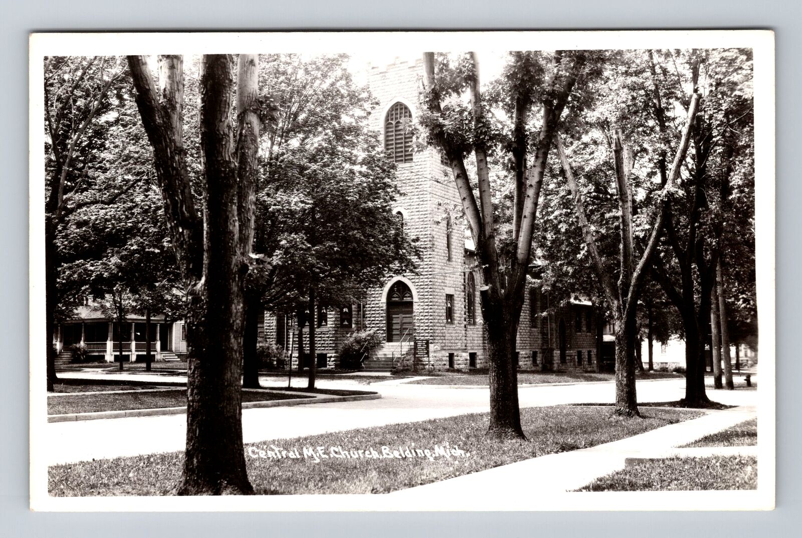 Belding MI-Michigan, RPPC, Central Methodist Church Vintage c1950 Postcard