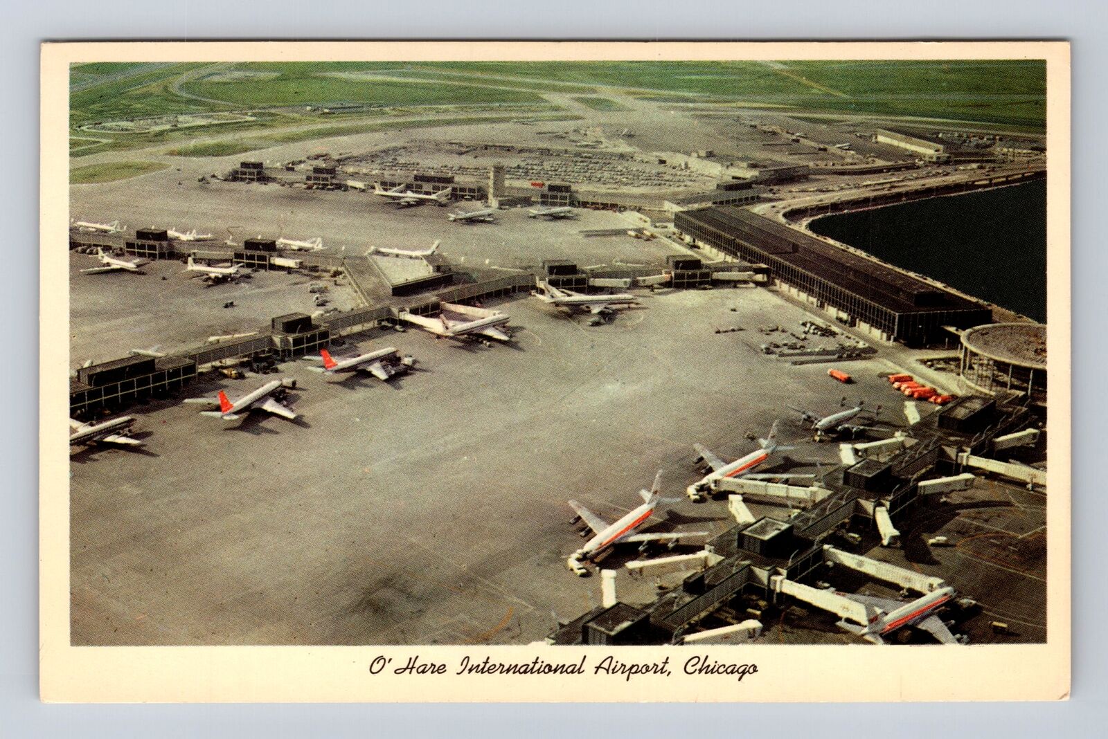Chicago IL-Illinois, O\'Hare International Airport, Aerial View, Vintage Postcard