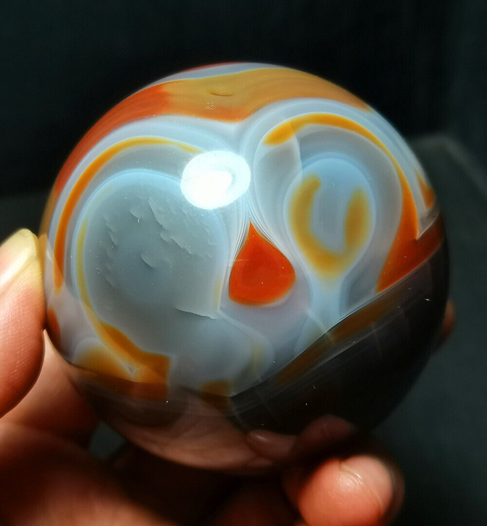 TOP 358G Natural Polished Silk Banded Lace Agate Crystal Ball Madagascar BWD881