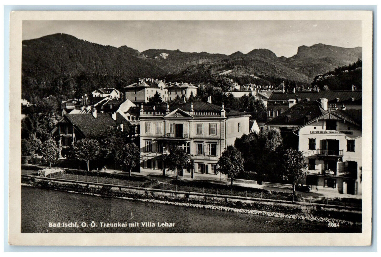 1950 Bad Ischi Traunkai Villa Lehar Gmunden Austria RPPC Photo Postcard
