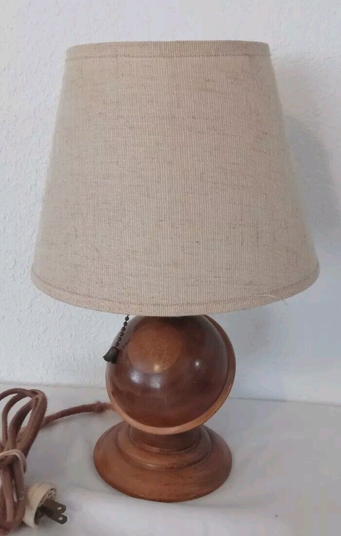 Mid Century Wood Saturn Desk Table Lamp Meteor Patent Applied For MCM - Works
