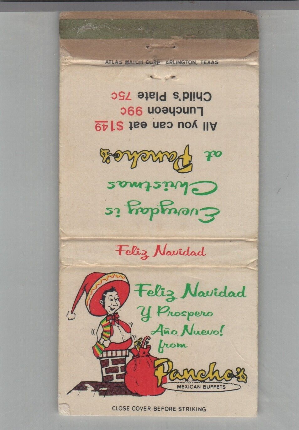 Matchbook Cover Pancho's Mexican Buffets