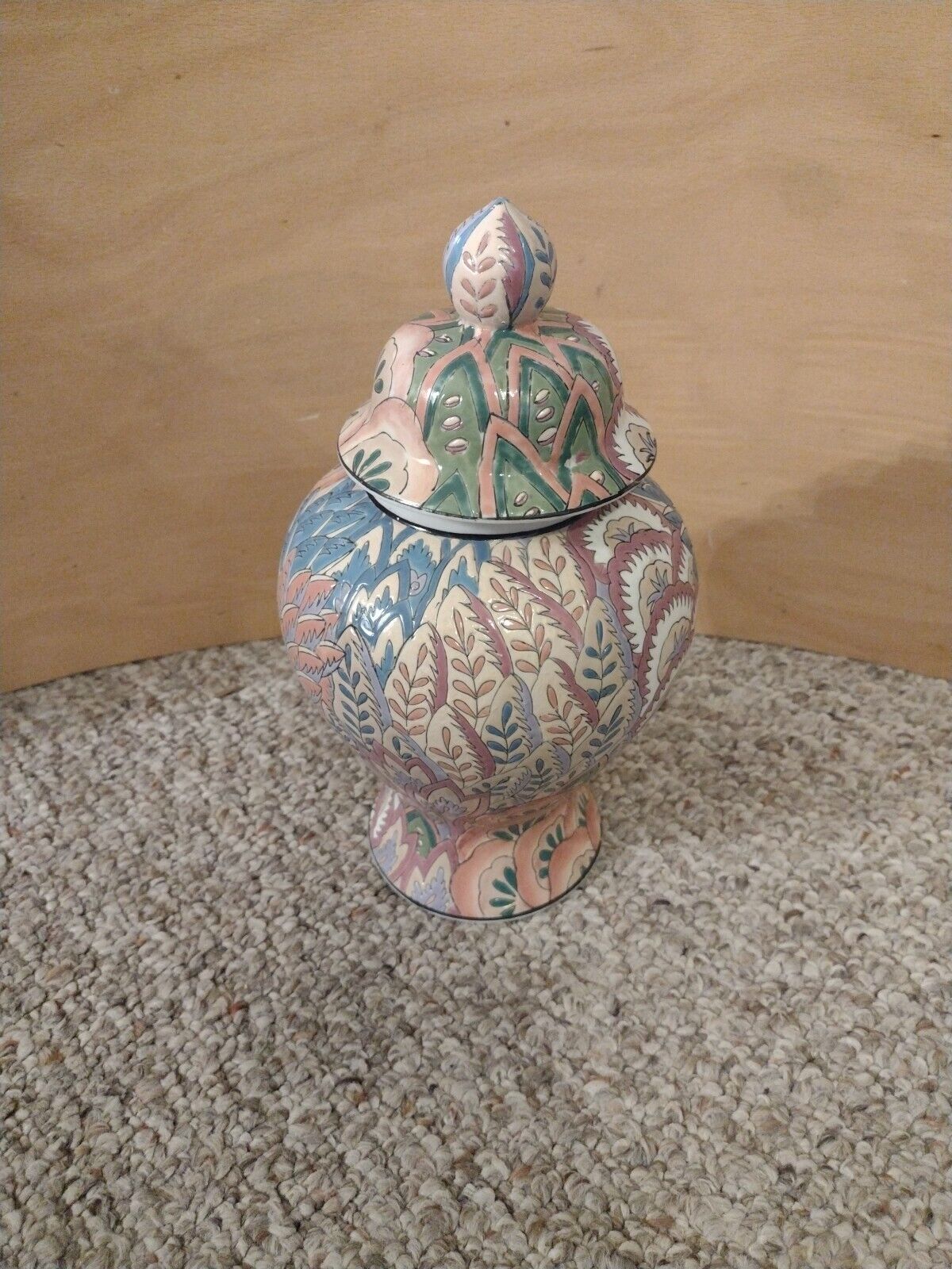 Vintage Multicolor Porcelain Ceramic Handpainted Jar Vase