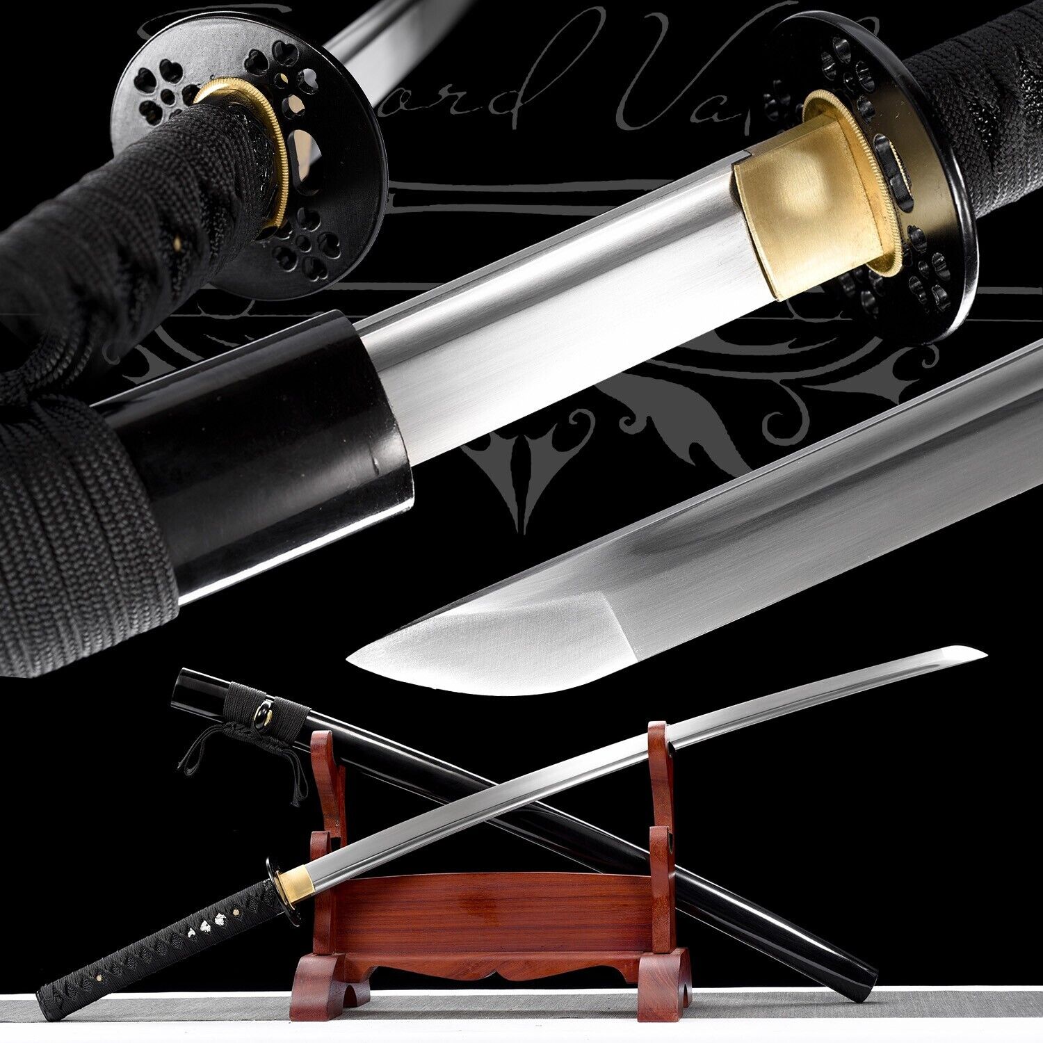 Handmade Samurai Sword/Japanese Katana/Black/Battle Ready/Training/Collectible