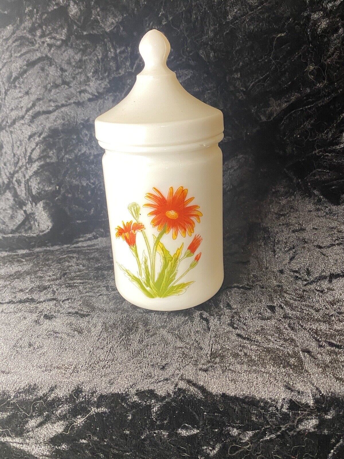 Vintage 1960’s French Milk Glass Apothecary Lidded Spice Jar