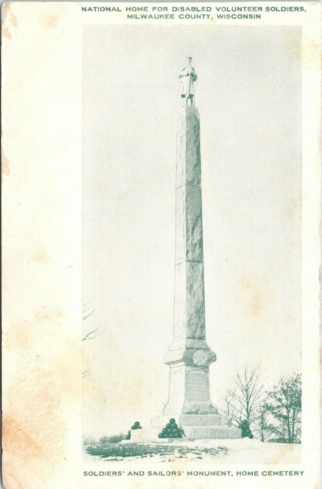 C1907 Milwaukee WI Disabled Veterans Soldiers Monument Wisconsin Postcard  A113