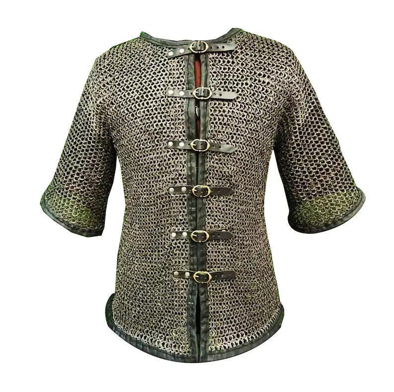 Weekend Sale Riveted chain armor with leather strap closure chain mail Hauberk