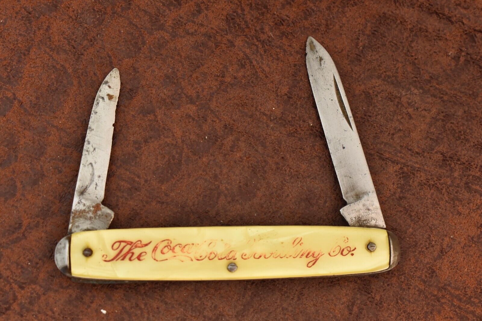 VINTAGE 1941-1942 CLOVER BRAND SYRACUSE NY COCA COLA BOTTLING CO KNIFE (14183)