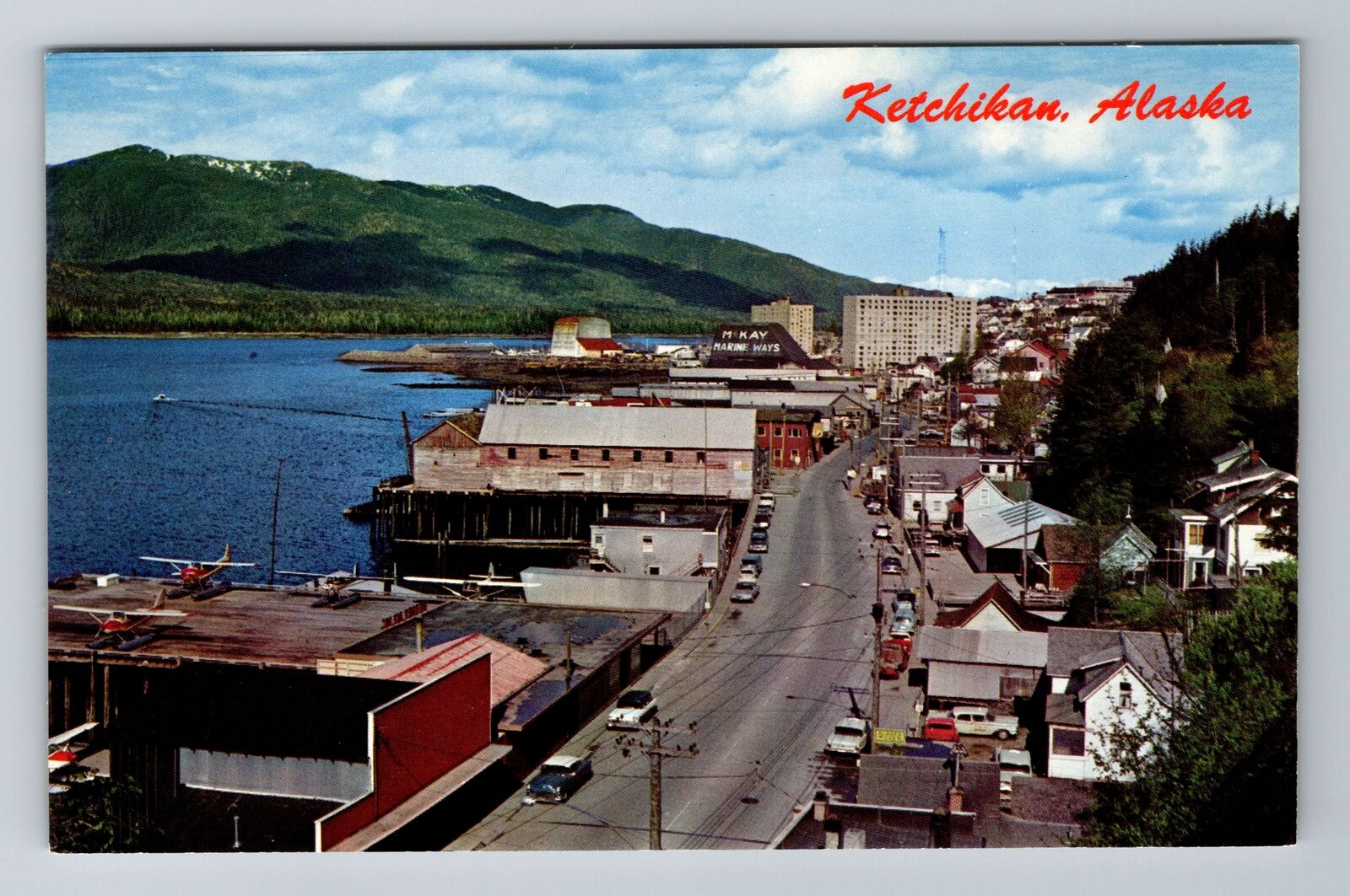 Ketchikan, AK-Alaska, View Overlooking Town Antique, Vintage Souvenir Postcard